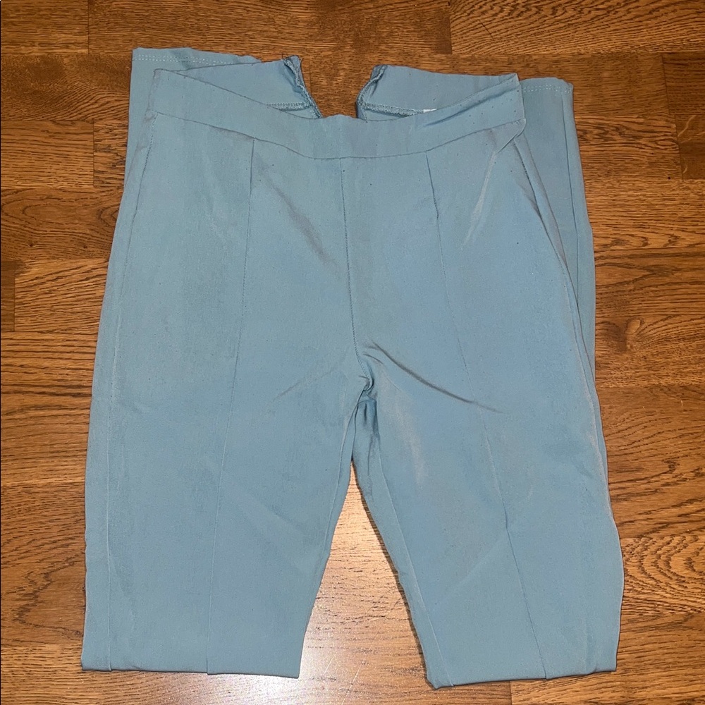Women's Slate Fitted Dress Pants With Slits